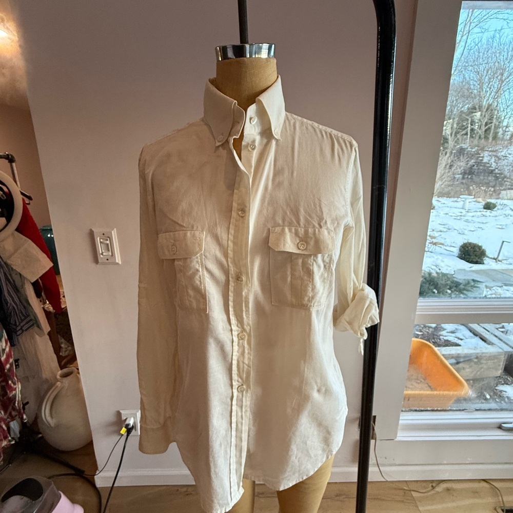 J.CREW Cotton Western Style Cream Workshirt 6 W